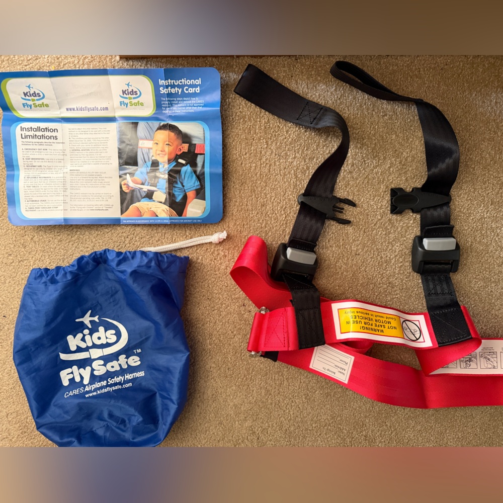CARES Airplane Safety Harness - Red and Black